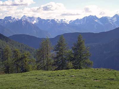 Panorama dei monti della Valtournenche dall'altopiano di Chamois